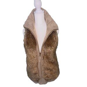 🤎 Fenn Wright Manson Faux Fur Front Sweater Vest – Size Large | Boho Western